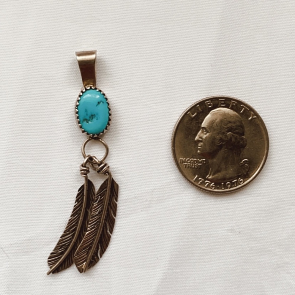 SOLD Turquoise Feather Pendant ✨